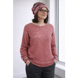 Sweter damski brudny róż ze srebrną nitką moher