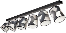 Lampa Sufitowa Espacio 6xE27 Max.25W Czarny Metal/Wielokolorowa Tapeta
