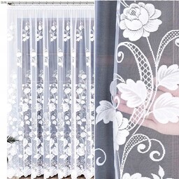 Firana żakardowa wzór 023006, 300x230cm prosta w kwiaty