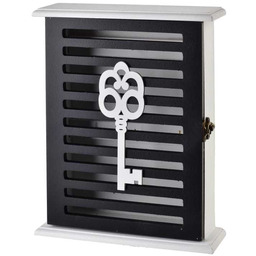 Drewniana skrzynka szafka na klucze biało czarna