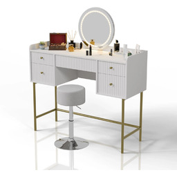 TOALETKA KOSMETYCZNA Z LUSTREM LED DO MAKIJAŻU WIZAŻU