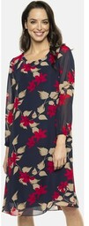 Granatowa sukienka midi w czerwone kwiaty Potis &amp;amp;