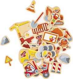 Janod -Janod-24 magnesy z motywem placu budowy-maszyny budowlane