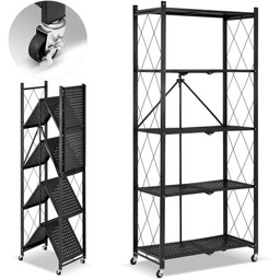 Regał metalowy magazynowy składany HIGHER na kółkach czarny