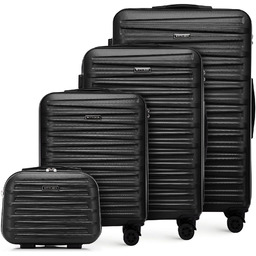 Komplet walizek z ABS-u w poziome tłoczenie czarny