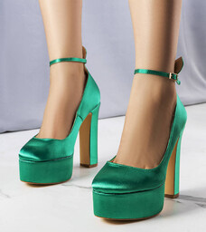 Zielone czółenka na wysokim słupku Lila-36