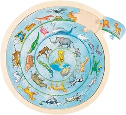 Einlegepuzzle Tierkreis: Ø= 30,7 cm, Holz, 27 Teile,