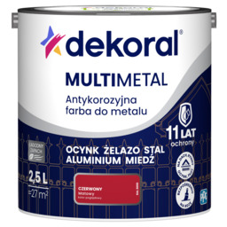 Farba antykorozyjna do metalu MULTIMETAL Czerwony 2,5 l