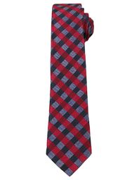 Czerwono-Granatowy Elegancki Krawat w Kratkę -ALTIES- 6 cm,
