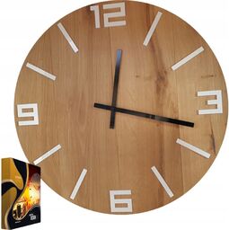 Zegar ścienny dębowy drewniany kwarcowy arabic wood white