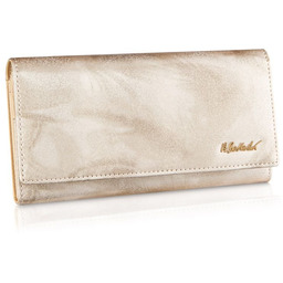 Duży srebrny lakierowany portfel damski odetta