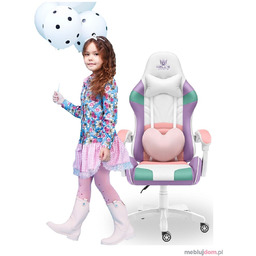 Fotel gamingowy Rainbow KIDS 2.0 Ekoskóra Różowy +