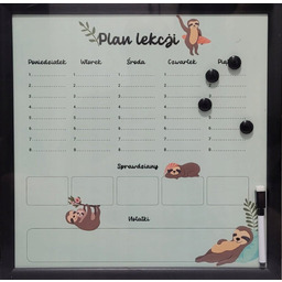 SMUKEE Tablica magnetyczna 40x40cm PLAN LEKCJI LENIWIEC 963