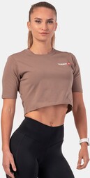 NEBBIA Damska koszulka Crop Top Minimalist Logo Brown