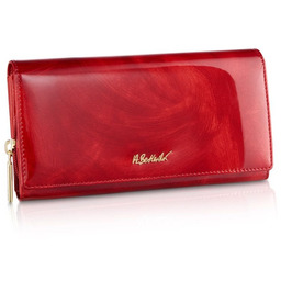 Duży czerwony portfel damski złote okucia