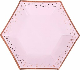 Neviti 773260 brokatowe talerze papierowe, różowe/różowe złoto, średnie