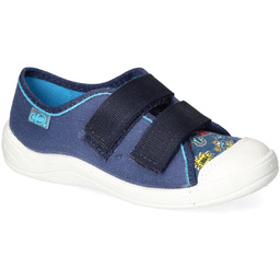 Kapcie chłopięce Befado 672X074 Granatowe na rzepy