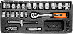 Klucze nasadowe 3/8", zestaw 22 szt., wkładka
