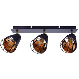 Lampa Sufitowa Spot Rick Czarny Złoty Metalowe Klosze