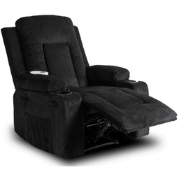 Elior Czarny sztruksowy fotel masujący S6-B64