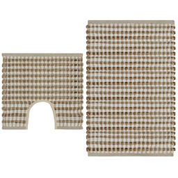 Profeos Komplet jutowych białych dywaników łazienkowych S6-T91