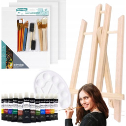 ZESTAW MALARSKI DLA DZIECI PEDZLE MALARSKIE SZTALUGA DREWNIANA