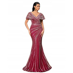 SHEIN CZERWONA SUKIENKA WIECZOROWA GORSETOWA ZE CEKINAMI M