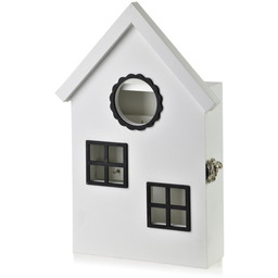 Drewniana skrzynka szafka na klucze biała domek 29,5x20x6