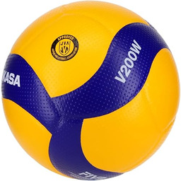 Mikasa Volleyball V200W V200W Piłka, Niebieski/Żółty, 5