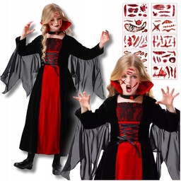 Strój Na Halloween Wampirzycy Sukienka Wampir Zombie Tatuaże