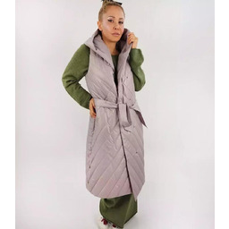 Długi damski BEZRĘKAWNIK kamizelka wiązana-40