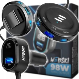 Ładowarka Samochodowa 98W 5 Portów Usb QC3.0 Pd