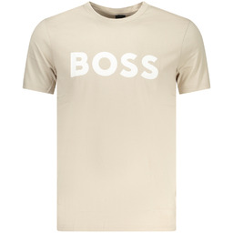 MĘSKA KOSZULKA Z KRÓTKIM RĘKAWEM BOSS BEŻOWA