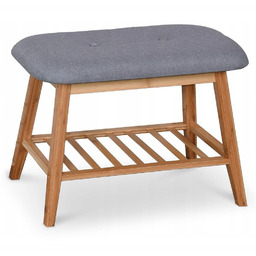 Ławka Tapicerowana z Półką na Buty ST14 Bambusowa