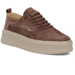 Skórzane półbuty damskie zamszowe sneakersy brązowe Filippo DP8343