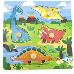 Viga Toys VIGA Drewniane Puzzle z Pinezkami Dinozaury