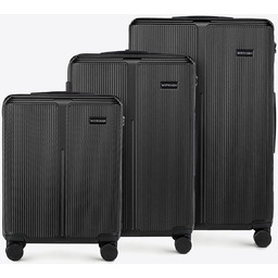 Zestaw walizek z ABS-u w drobne paski czarny