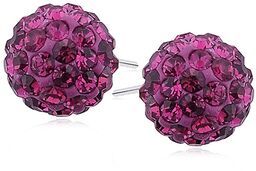 Kolczyki kulki kryształki fuksja Swarovski 12mm shamballa discoball