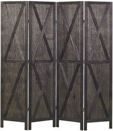 Beliani Parawan składany 4 panele drewniany ciemnobrązowy