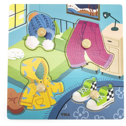 Viga Toys Viga Drewniane Puzzle Z Pinezkami Ubrania