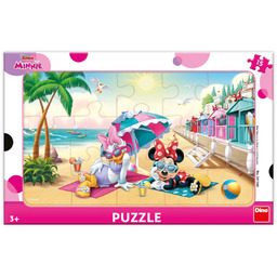 Puzzle ramkowe Myszka Minnie na plaży 15 elementów