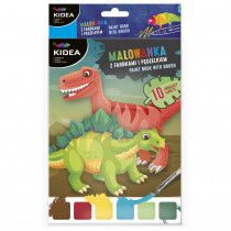 Kolorowanka/malowanka kreatywna z farbkami i pędzelkiem KIDEA DINOZAURY
