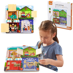 Viga Toys VIGA Drewniana Tablica Manipulacyjna Otwieranie Zamków