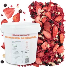 Owoce liofilizowane zestaw mix malina porzeczka jabłko truskawka