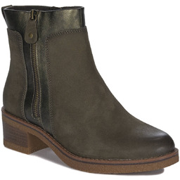 Marco Tozzi Botki skórzane ocieplane Khaki Comb zielone-37