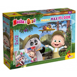 Lisciani, puzzle, Super maxi Masza i Niedźwiedź, 2x12