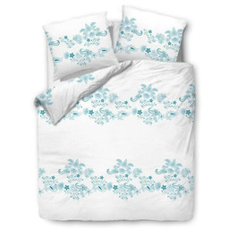 Pościel bawełniana 160x200 biała turkusowa ornamenty 71464/1 Cottonlove