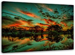 Obraz, Zachód słońca nad jeziorem 60x40