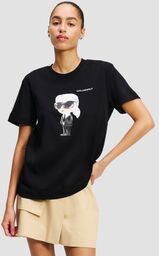KARL LAGERFELD Czarny t-shirt damski Ikon Aquarelle K