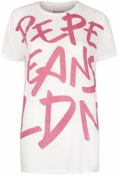 Pepe Jeans Damski t-shirt Marina Deep Fuchsia biały
